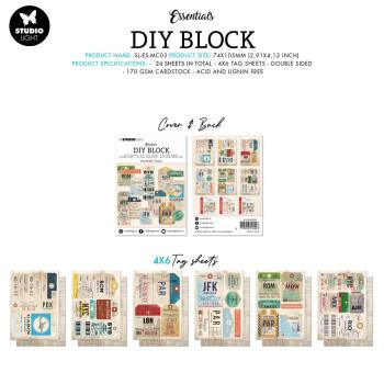 Studio Light - Tags DIY Block Mini 7,4x10,5 cm "Vintage" 24 Bogen