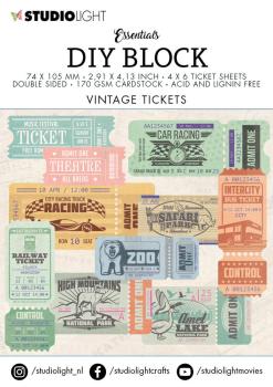 Studio Light - Tickets DIY Block Mini 7,4x10,5 cm "Vintage" 24 Bogen