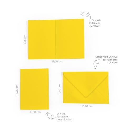 Preview: Faltkarte DIN A6 mit Briefumschlag DIN C6 in sonnengelb