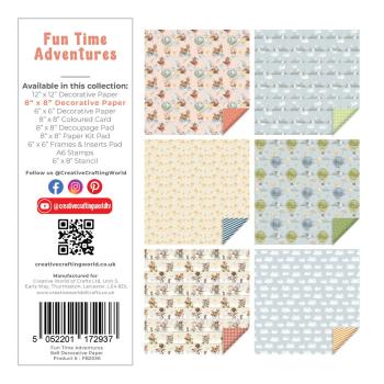 The Paper Boutique - Designpapier "Fun Time Adventures" Decorative Paper 8x8 Inch - 36 Bogen