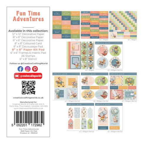 The Paper Boutique - Designpapier "Fun Time Adventures" Paper Kit 8x8 Inch - 20 Bogen