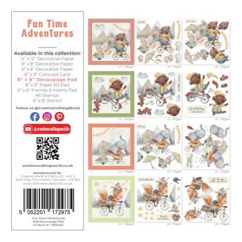 The Paper Boutique - Designpapier "Fun Time Adventures" Decorative Paper 8x8 Inch - 24 Bogen