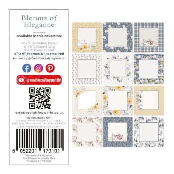 The Paper Boutique - Rahmen & Einlegeblock "Blooms of Elegance" Frames & Insert Pad 6x6 Inch - 24 Bogen