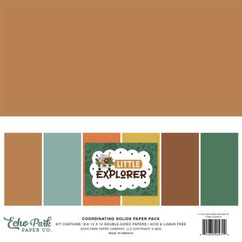 Echo Park - Cardstock "Little Explorer" Coordinating Solids Paper 12x12 Inch - 6 Bogen 