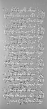 Klebeschrift "Herzlichen Glückwunsch Geburtstag" silber glänzend 6 Stück