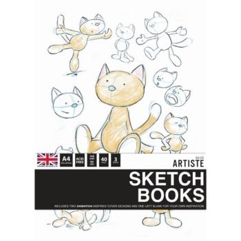 Docrafts - Skizzenbuch "Animation" Artiste Sketchbooks A4 - 3-teiliges Set je 40 Seiten