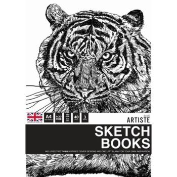 Docrafts - Skizzenbuch "Tigers" Artiste Sketchbooks A4 - 3-teiliges Set je 40 Seiten