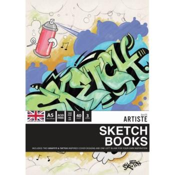 Docrafts - Skizzenbuch "Graffiti Tattoo" Artiste Sketchbooks A5 - 3-teiliges Set je 40 Seiten