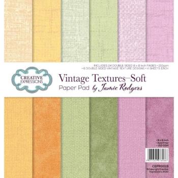 Creative Expressions - Cardstock "Vintage Textures Soft" Paper Pack 8x8 Inch - 24 Bogen  