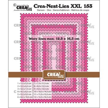 Crealies - Stanzschablone "Rectangles With Wavy Lines" Crea-Nest-Lies XXL Dies