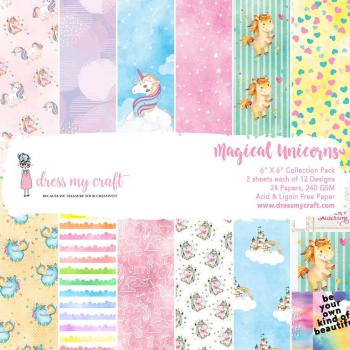 Dress My Craft - Designpapier "Magical Unicorn" Paper Pack 6x6 Inch - 24 Bogen