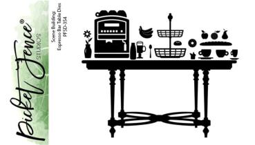 Picket Fence Studios - Stanzschablone "Espresso Bar Table" Dies 4x6 Inch