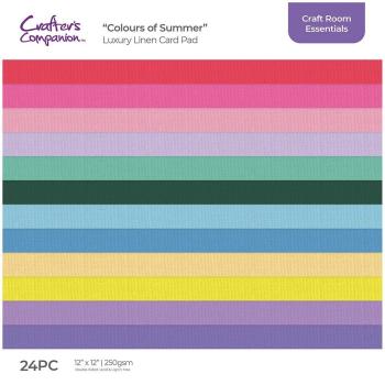 Crafters Companion - Luxury Linen Cardstock 12x12 Inch "Colours of Summer" 24 Bogen 
