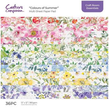 Crafters Companion - Designpapier "Colours of Summer" Paper Pack 12x12 Inch - 36 Bogen
