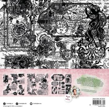 Studio Light - Pergamentpapier "Tickets & Grunge" Vellum 8x8 Inch ( 20,3x20,3 cm ) - 6 Bogen
