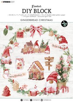 Studio Light - Designpapier - Stanzteile "Gingerbread Christmas" DIY Block A4 - 20 Bogen