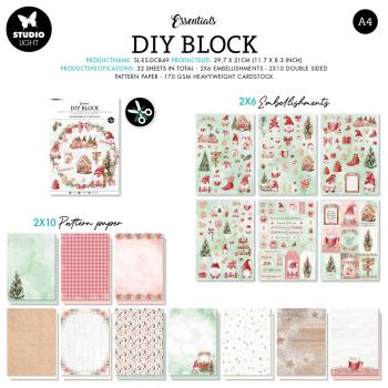 Studio Light - Designpapier - Stanzteile "Gingerbread Christmas" DIY Block A4 - 20 Bogen