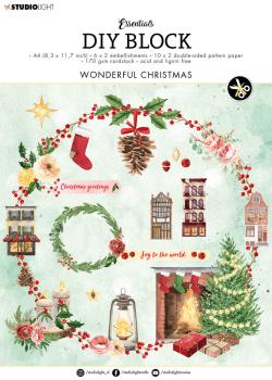 Studio Light - Designpapier - Stanzteile "Wonderful Christmas " DIY Block A4 - 20 Bogen