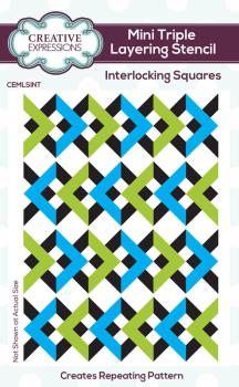 Creative Expressions - Schablone "Interlocking Squares" Mini Triple Lyering Stencil 4x3 Inch