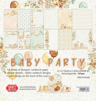 Craft & You Design - Designpapier "Baby Party" Paper Pad 12x12 Inch - 12 Bogen