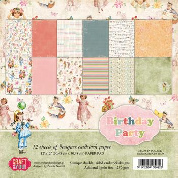 Craft & You Design - Designpapier "Birthday Party" Paper Pad 12x12 Inch - 12 Bogen