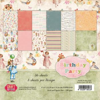 Craft & You Design - Designpapier "Birthday Party" Paper Pad 6x6 Inch - 36 Bogen
