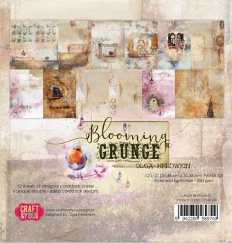 Craft & You Design - Designpapier "Blooming Grunge" Paper Pad 12x12 Inch - 12 Bogen