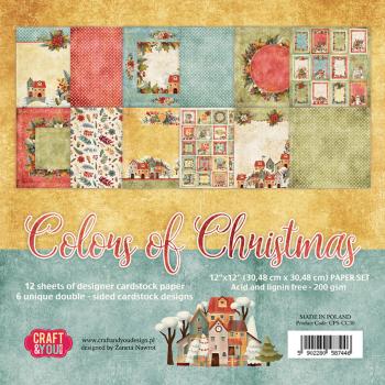 Craft & You Design - Designpapier "Colors Of Christmas" Paper Pad 12x12 Inch - 12 Bogen