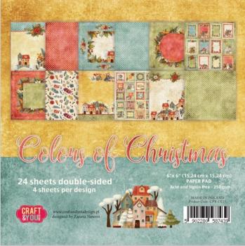 Craft & You Design - Designpapier "Colors Of Christmas" Paper Pad 6x6 Inch - 24 Bogen
