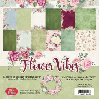 Craft & You Design - Designpapier "Flower Vibes" Paper Pad 12x12 Inch - 12 Bogen