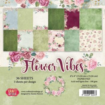 Craft & You Design - Designpapier "Flower Vibes" Paper Pad 6x6 Inch - 36 Bogen