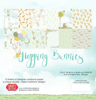 Craft & You Design - Designpapier "Hopping Bunnies" Paper Pad 12x12 Inch - 12 Bogen