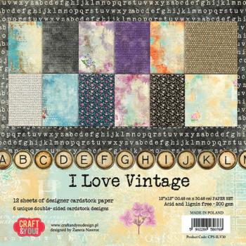 Craft & You Design - Designpapier "I Love Vintage" Paper Pad 12x12 Inch - 12 Bogen