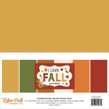 Echo Park - Cardstock "I Love Fall" Coordinating Solids Paper 12x12 Inch - 6 Bogen 