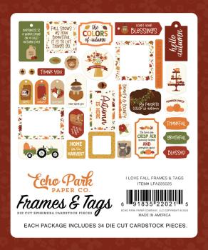 Echo Park - Stanzteile & Anhänger "I Love Fall" Frames & Tags 