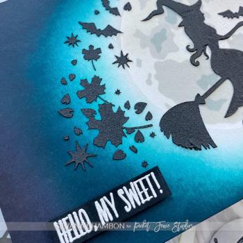 Picket Fence Studios - Schablone "Flying Witch" Stencil 6x6 Inch