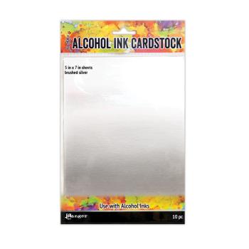 Ranger - Tim Holtz "Brushed Silver" Alcohol Ink Cardstock 5x7 Inch - 10 Bogen 