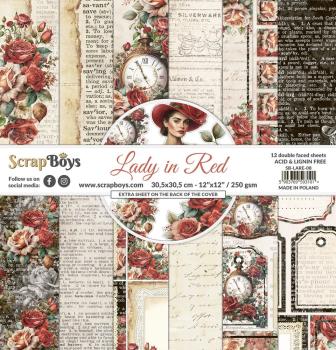 ScrapBoys - Designpapier "Lady in Red" Paper Pack 12x12 Inch - 12 Bogen