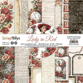 ScrapBoys - Designpapier "Lady in Red" Paper Pack 8x8 Inch - 12 Bogen