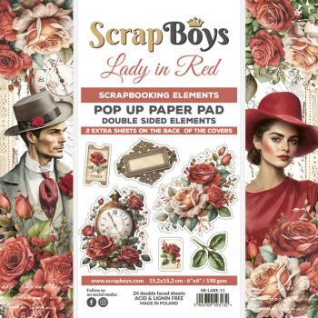 ScrapBoys - Stanzteile "Lady in Red" Pop Up Paper Pack 6x6 Inch - 24 Bogen