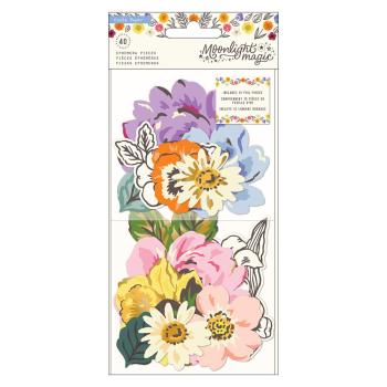 American Crafts - Stanzteile "Moonlight Magic Florals Gold Foil" Ephemera