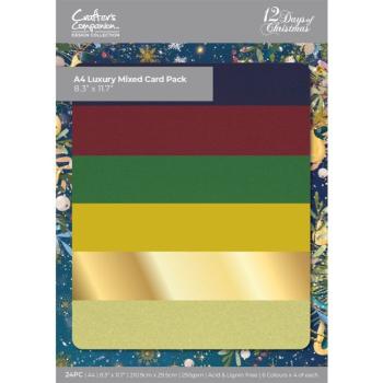Crafters Companion - Luxury Mixed Cardstock A4 "Twelve Days of Christmas" 24 Bogen 