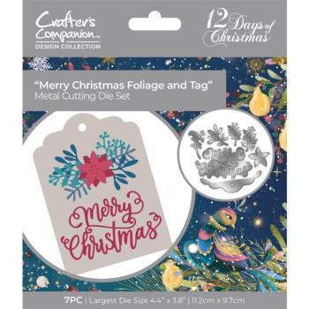 Crafters Companion - Stanzschablone "Merry Christmas Foliage and Tag" Dies