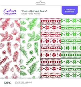 Crafters Companion - Pergamentpapier "Red & Green" Vellum 12x12 Inch - 12 Bogen