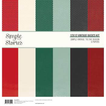 Simple Stories - Basic Kit "Vintage 'Tis The Season" Designpapier 12x12 Inch 6 Bogen