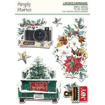 Simple Stories - Aufkleber "Vintage 'Tis The Season" Chipboard Sticker 