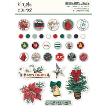 Simple Stories - Decorative Brads "Vintage 'Tis The Season" 
