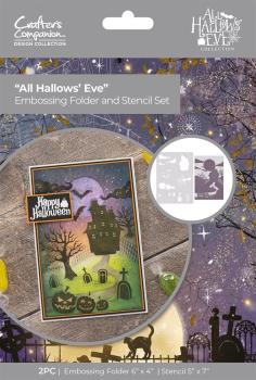 Crafters Companion -All Hallows Eve - Embossing Folder & Stencil