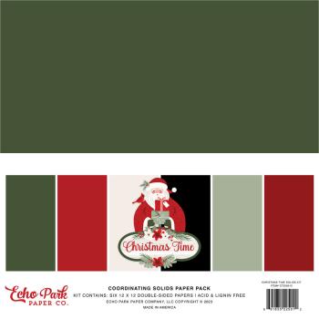Echo Park - Cardstock "Christmas Time" Coordinating Solids Paper 12x12 Inch - 6 Bogen 