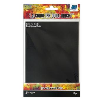 Ranger - Tim Holtz - Alcohol Ink Surfaces Dura-Bright 5x7 Inch "Black Opaque Matte" 10 Bogen 